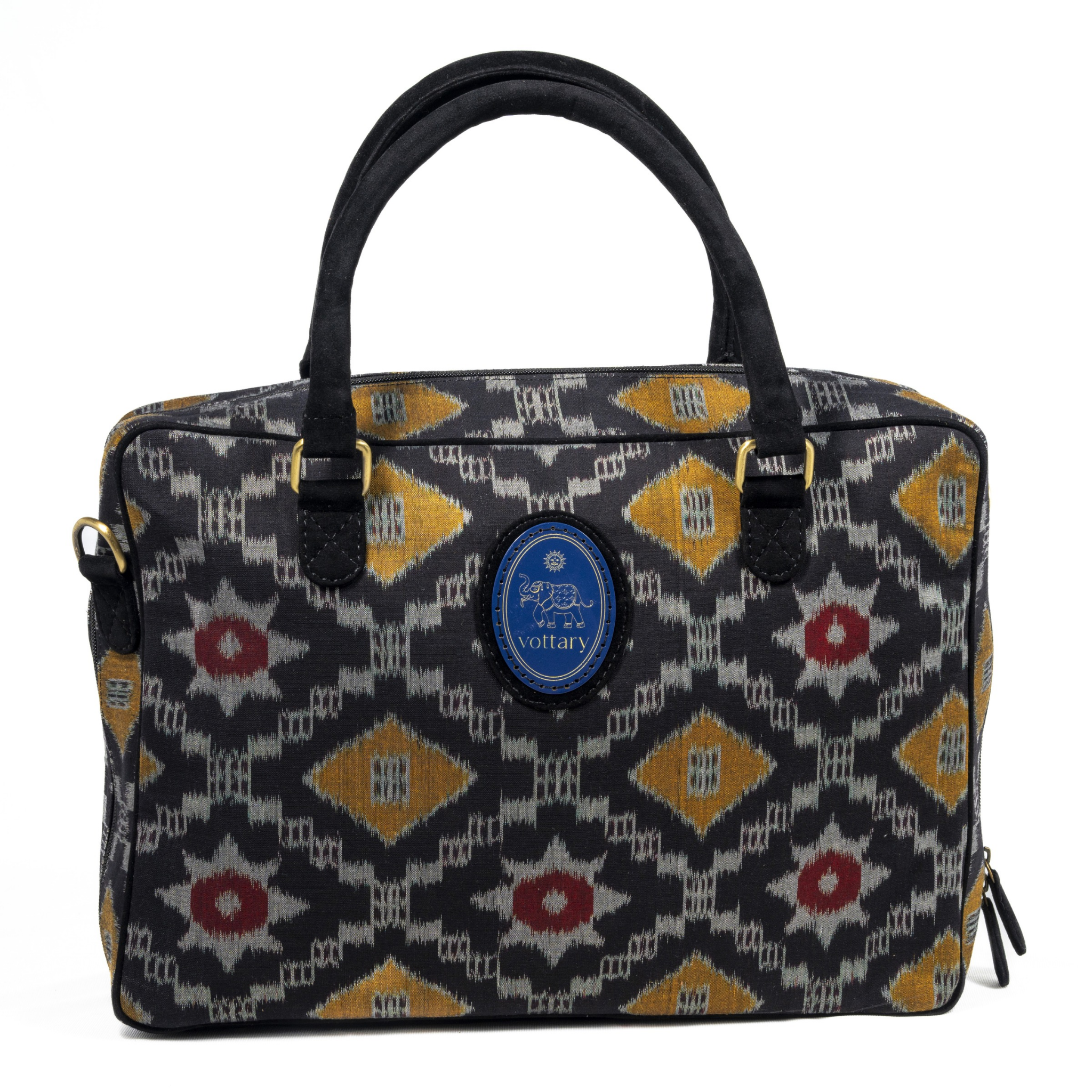 Black & Grey Rhombus Shaped boxes & Stars with Red Circles Bandhav